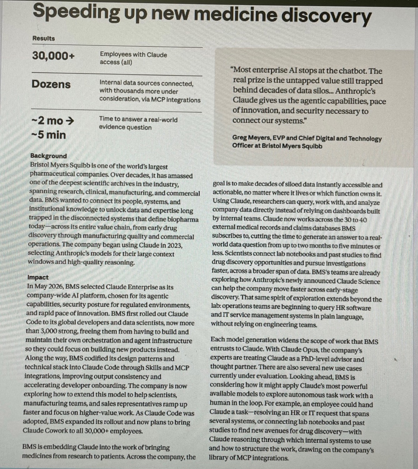 Anthropic’s Bristol Myers Squibb case study