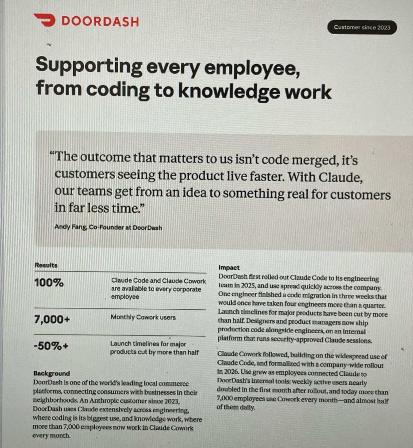 Anthropic’s DoorDash case study