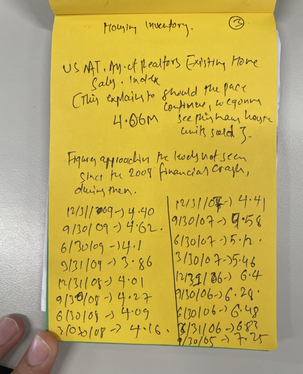 Handwritten Note 3 Housing Inventory